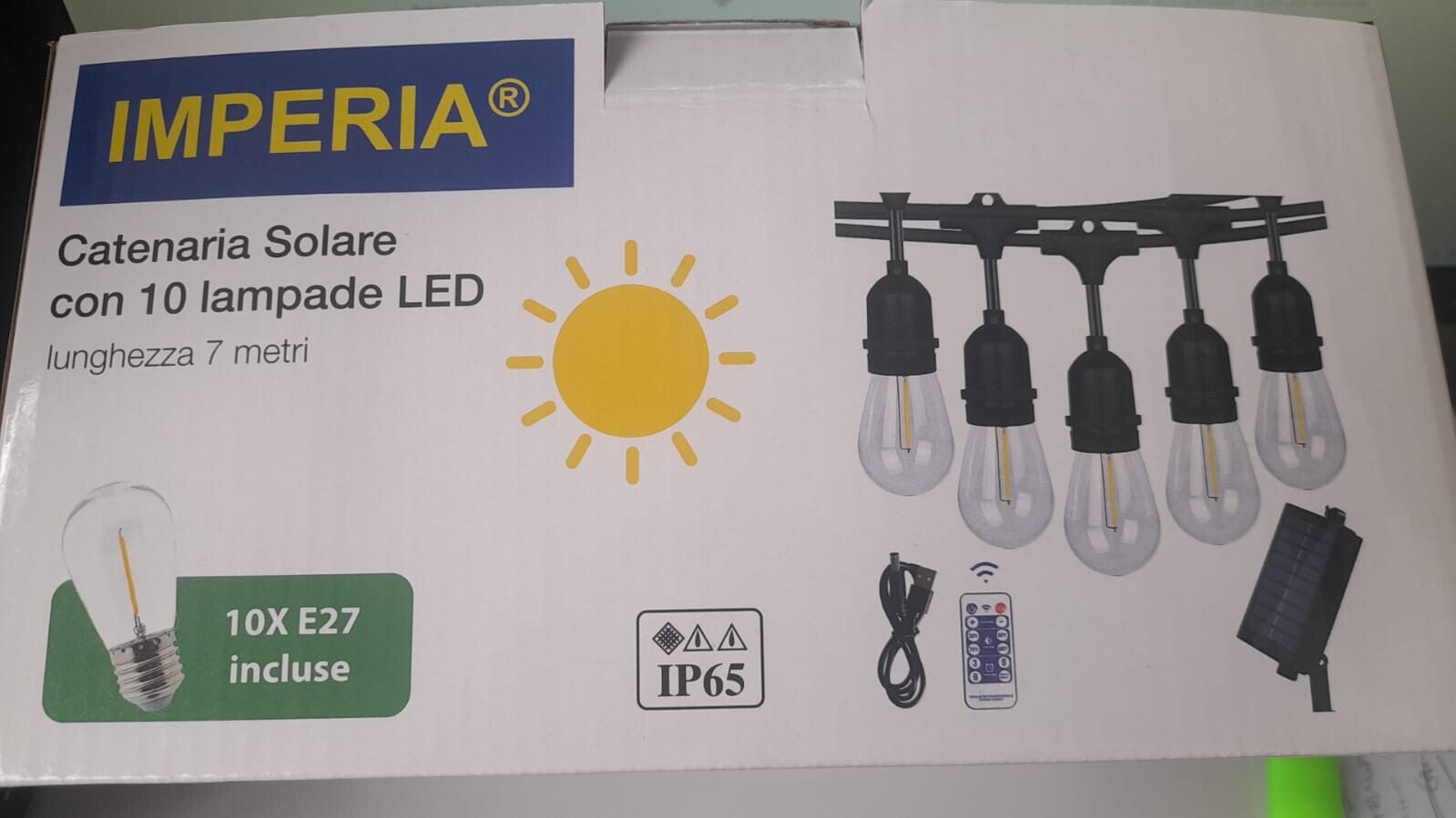 Catenaria Solare 10 lampade Led 7 metri