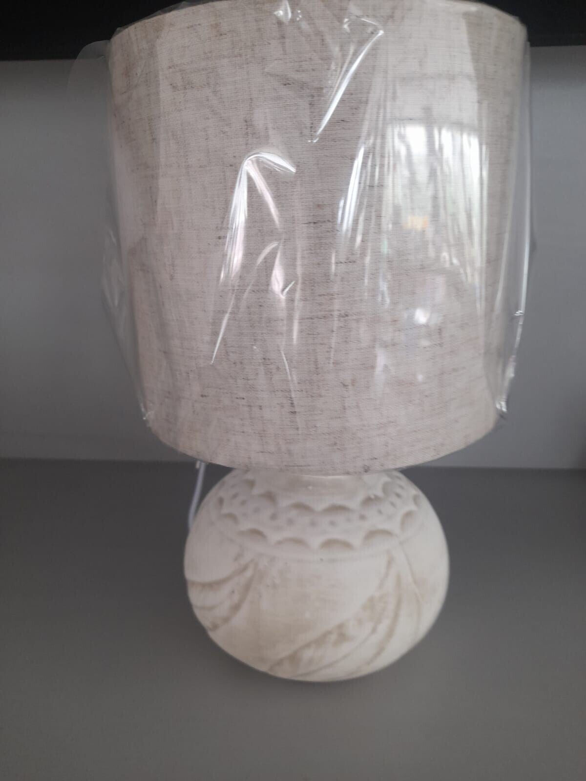 Lumetto ceramica con paralume finitura canvas