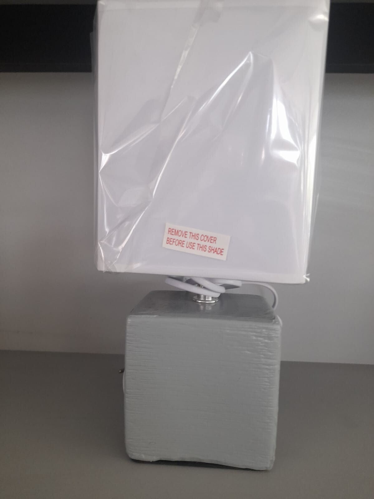 Lumetto  Quadro ceramica grigio con paralume finitura bianco