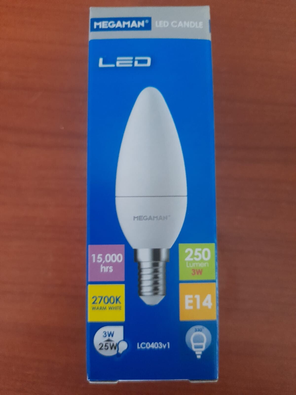 Lampadina Led SMD E14 Candela 3W 250lm calda professionale