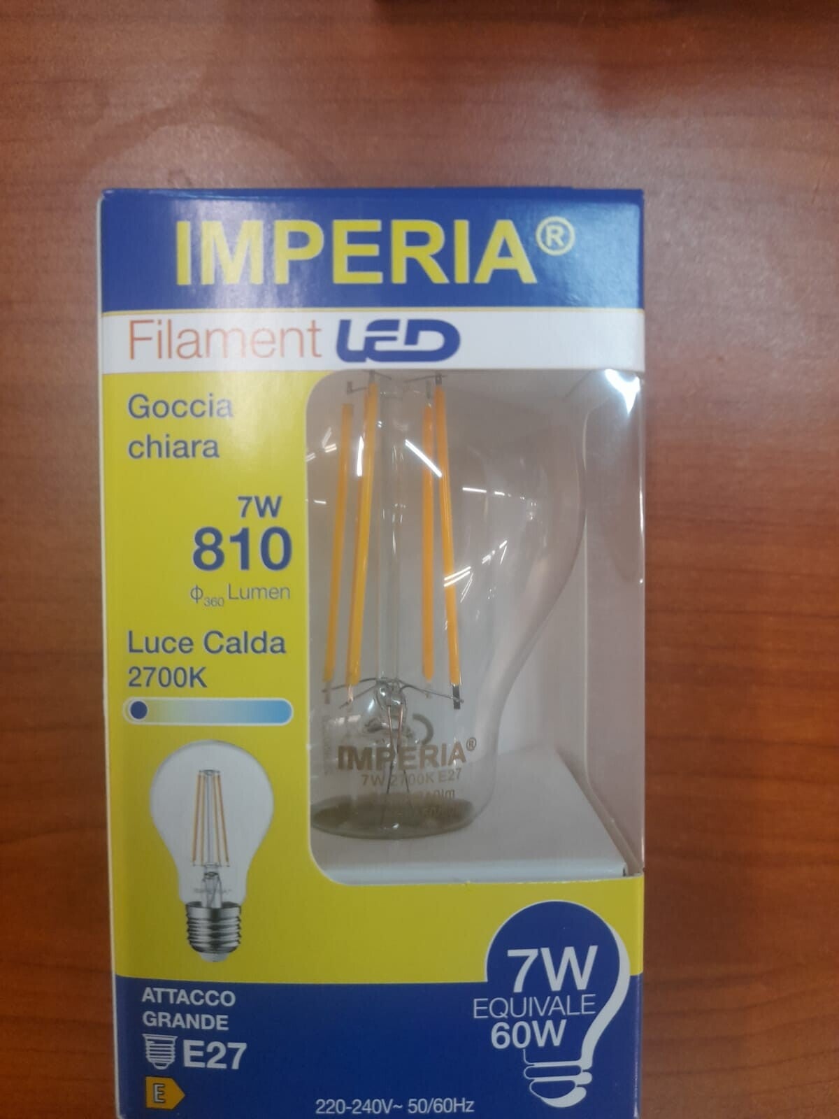 Lampadina led E27 7W 810 lm Full Glass calda linea professionale 5Pack