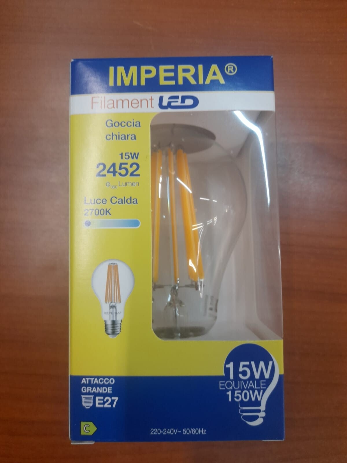 Lampadina led E27 15W 2452lm Full Glass calda linea professionale