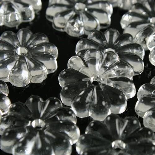 Rosellina 30 mm, rosetta in vetro veneziano cristallino, foro centrale