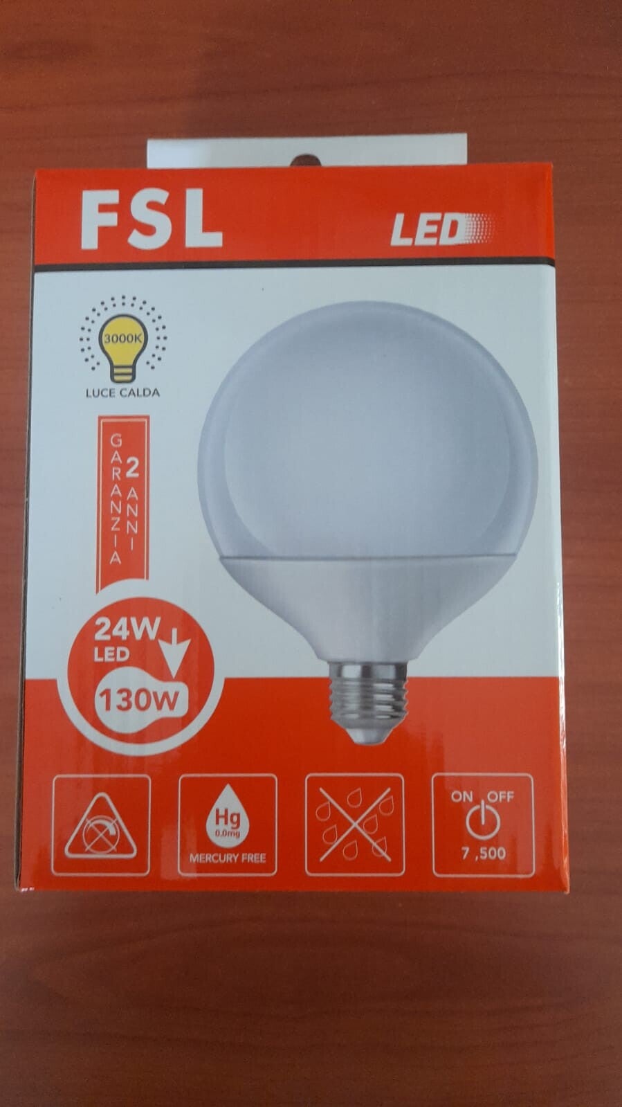 Lampadina Led SMD E27  Globo G120 24W 2200lm luce calda