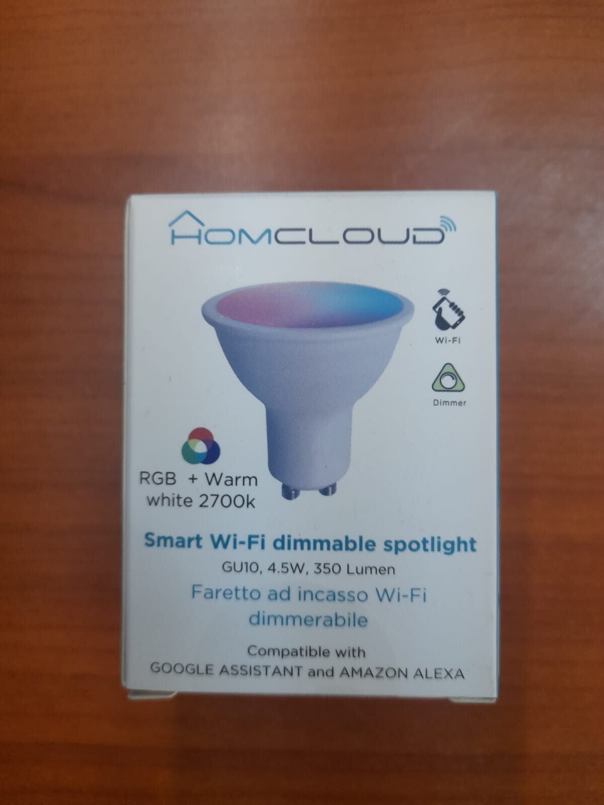 Lampadina Gu10 RGB+WW Alexa Google Assistant/ Home Cloud - Tuya