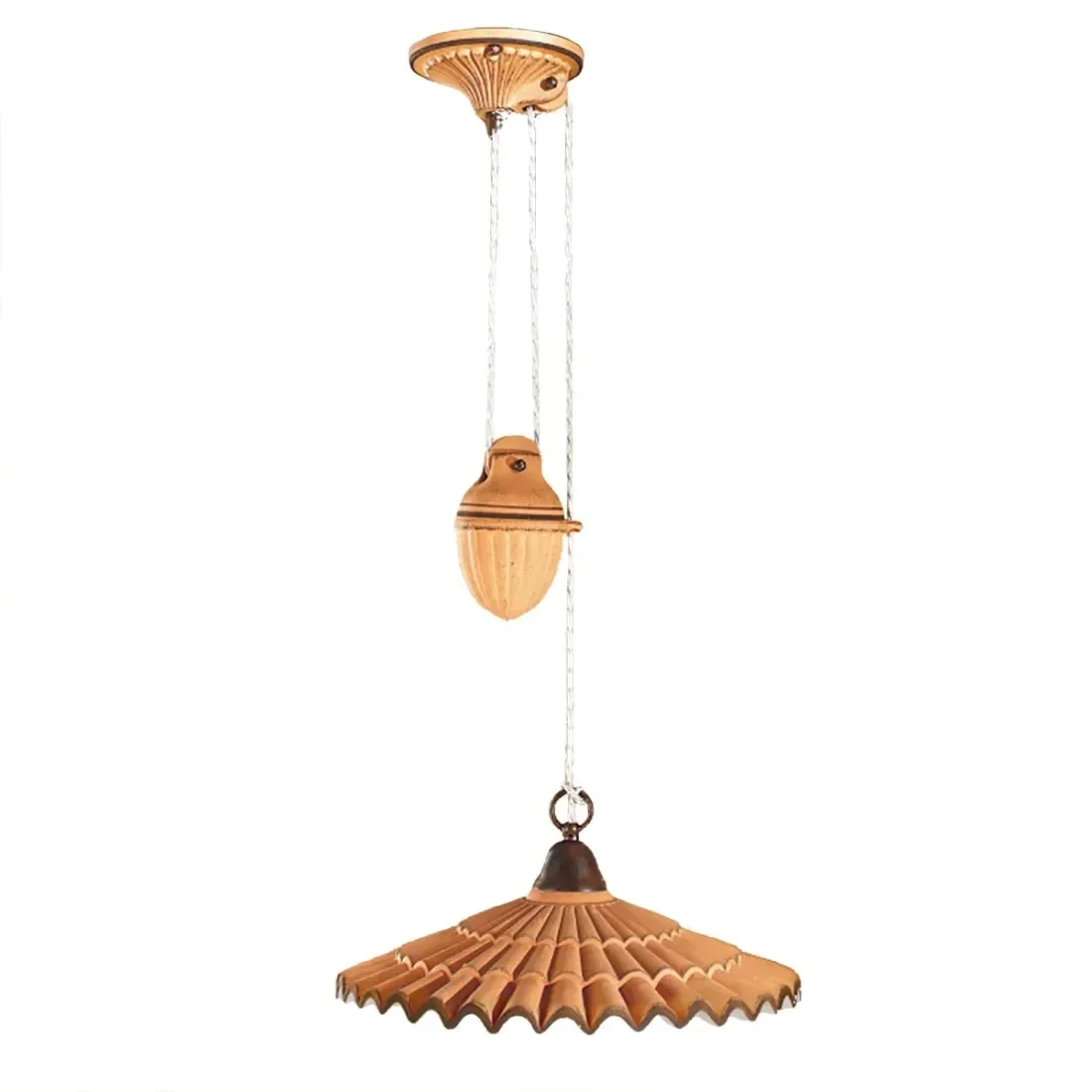 Sospensione Rustica, con contrappeso, finitura tegola