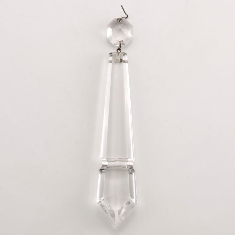 Pendente a punta in cristallo di Boemia, lunghezza 120 mm con ottagono diam 21mm
