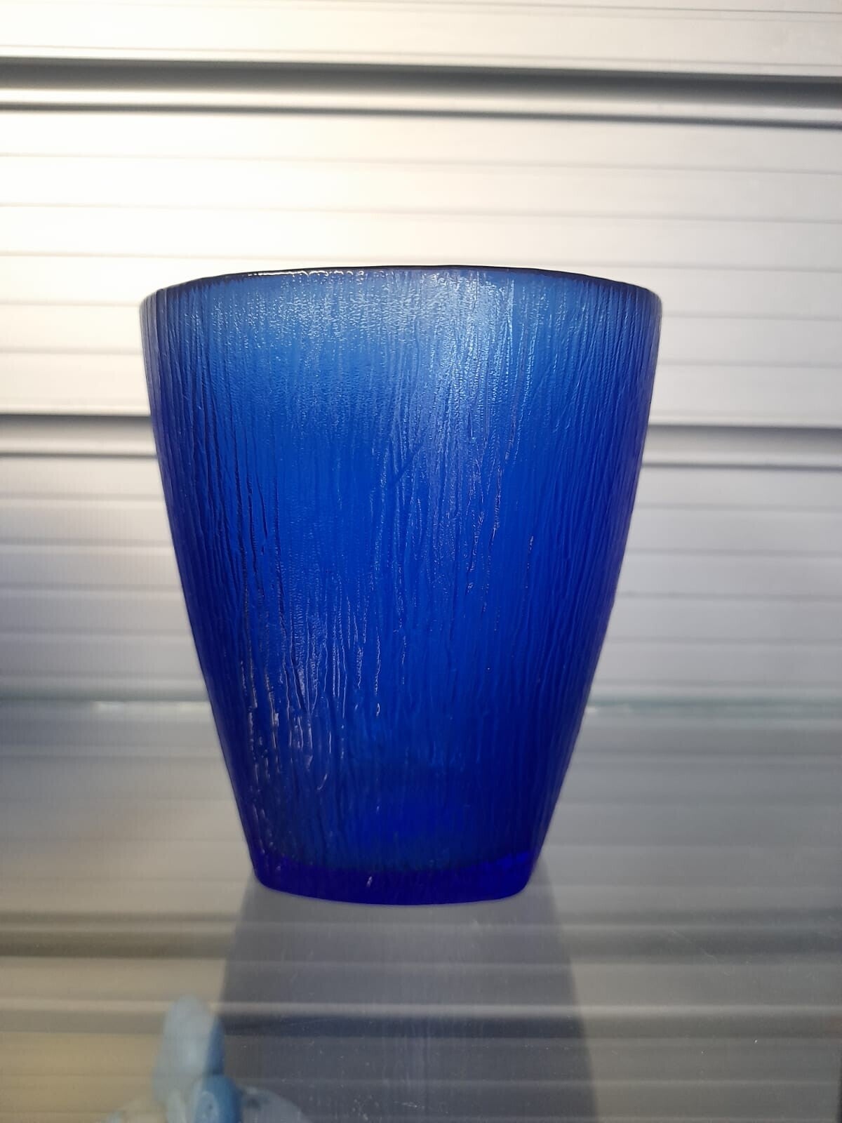 Set 6 Bicchieri Vino Pasta di Vetro decoro Corteccia finitura Blu Intenso