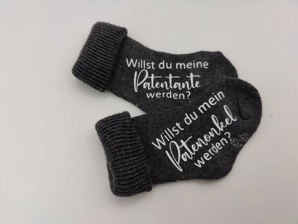 Babysocken "Willst du meine Patentante / Patenonkel werden?"