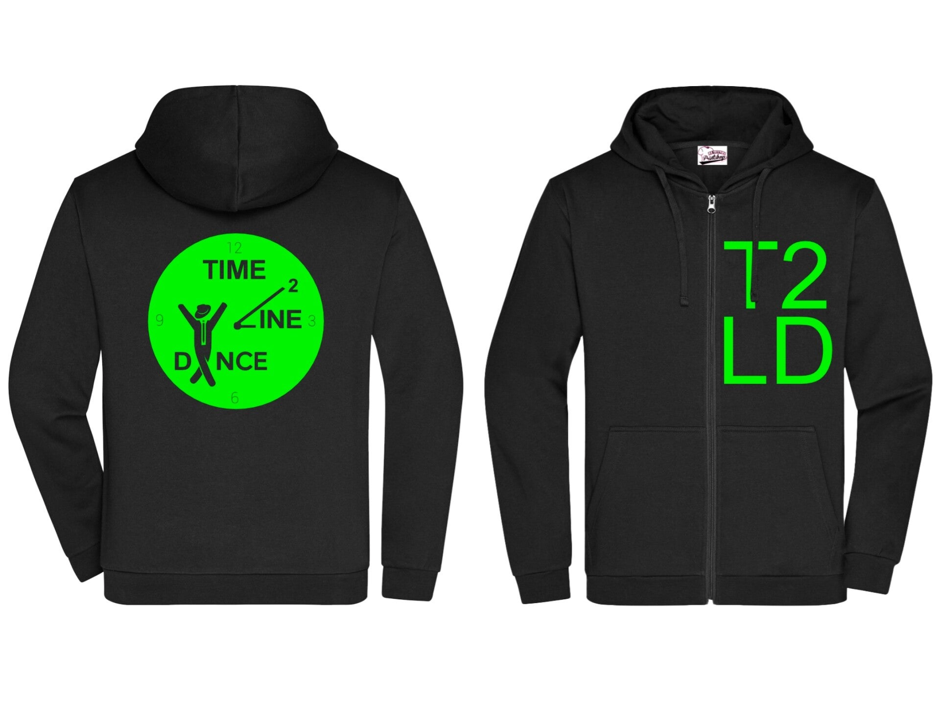 Time2linedance-T2LD Hoodievest ZWART Uniseks met capuchon