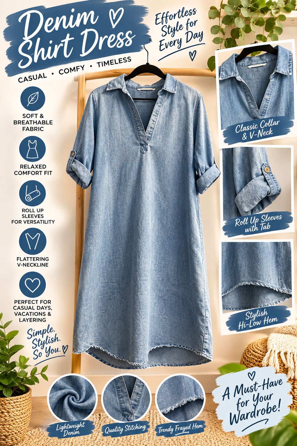 Women's Denim Shirt Dress