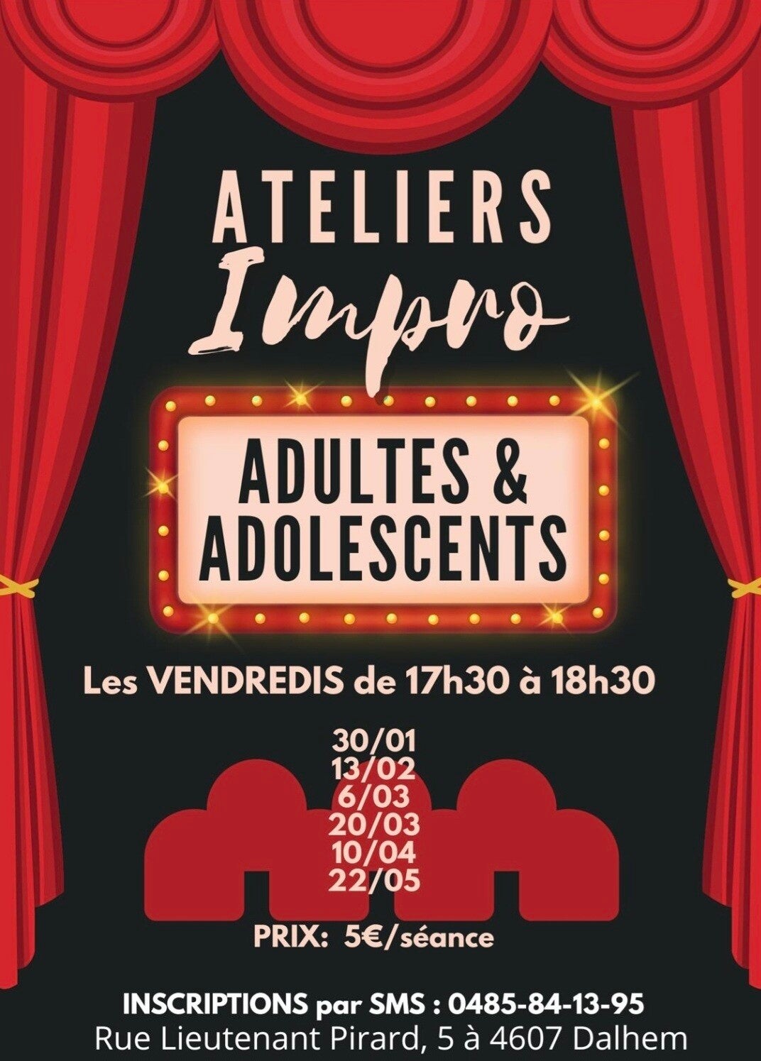 Vendredi 13 février 17h30-18h30, Improvisation à la Maison des jeunes de Dalhem