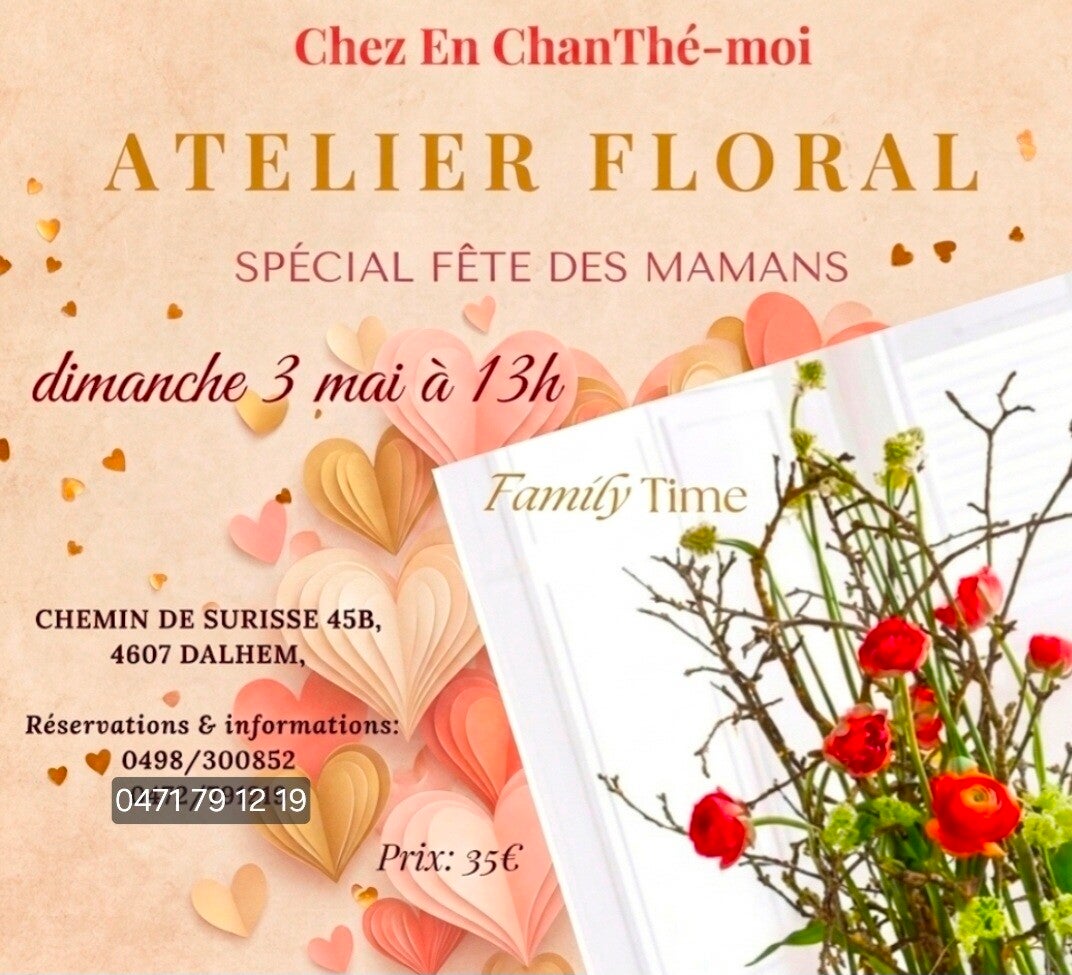 Dimanche 3 mai, de 13h à +- 15h, Atelier floral avec Olga