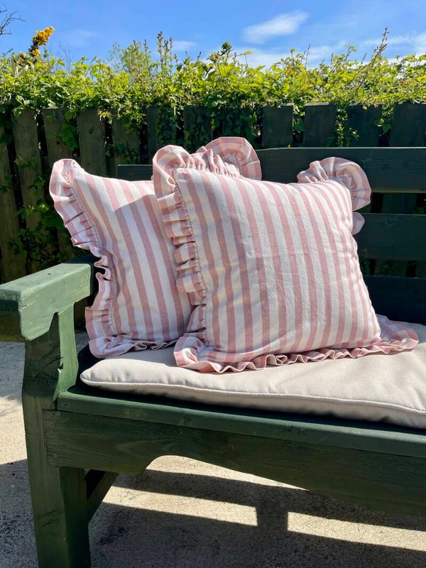 Handmade Pink & Cream Striped Cushions