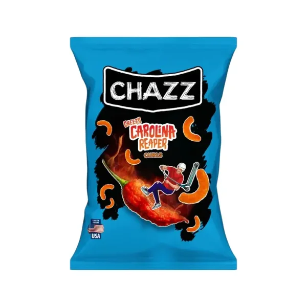 Chazz Crispy corn curls with Carolina Reaper pepper
