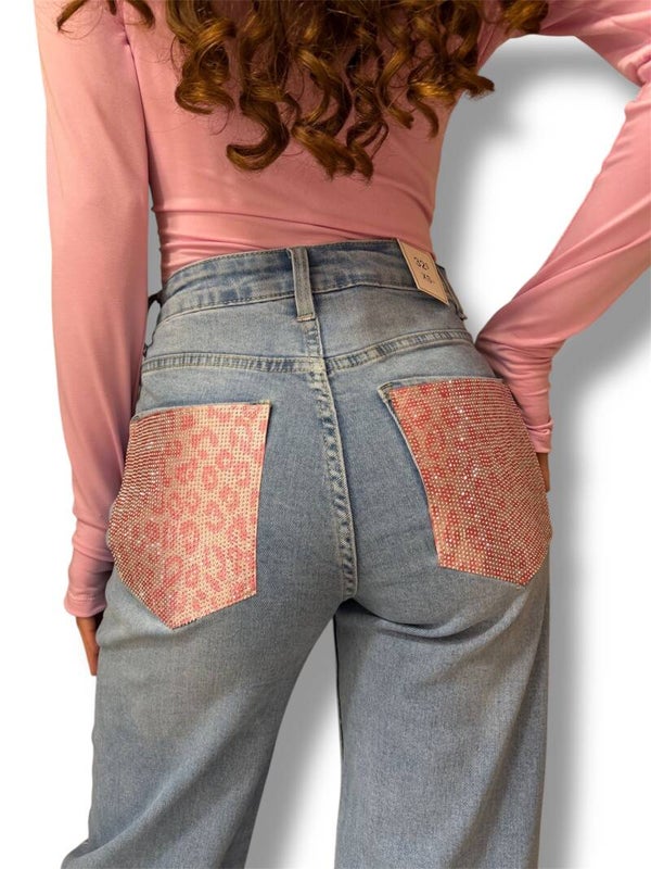 Jeans “Leo strass Pinky”