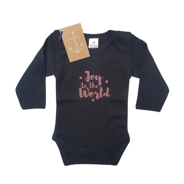 Joy To The World | 68 | Pink Glitters on Black Romper