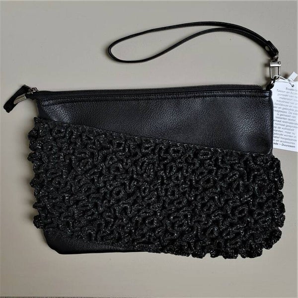 Black Leather & Fishnet Clutch | Fairtrade | Smateria