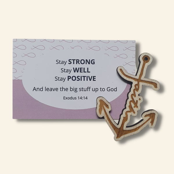 Wooden Faith Anchor + Stay Strong Mini Card