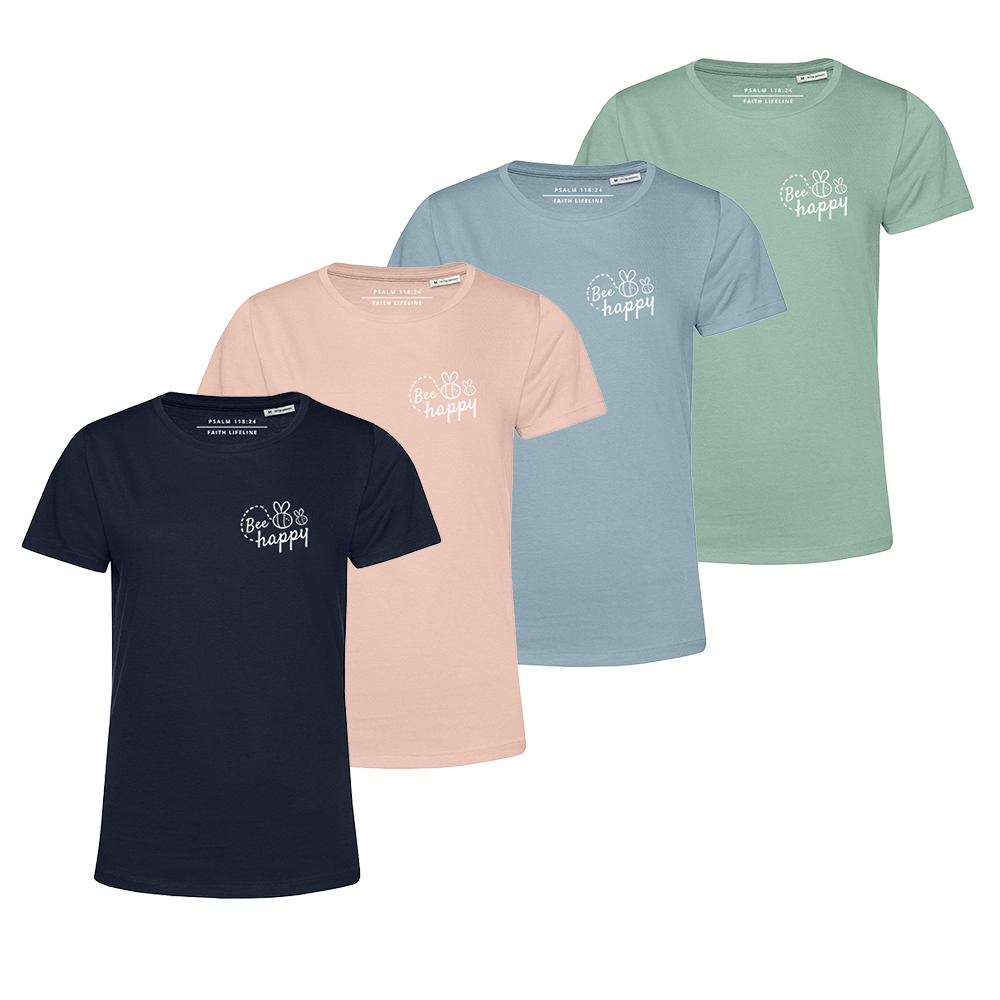Organic Shirt Bee Happy // Small & White Print