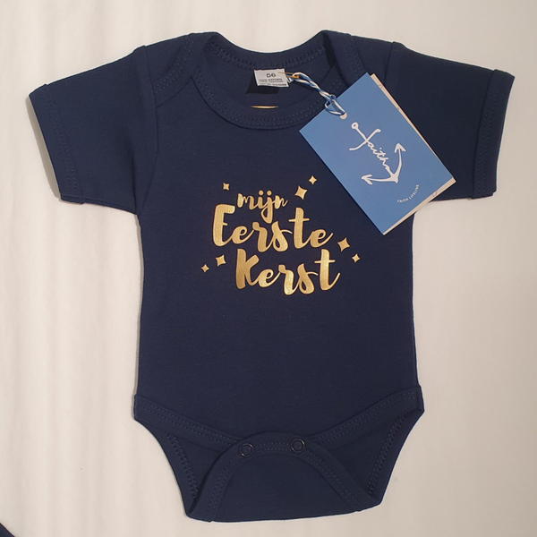 Mijn Eerste Kerst | 56 | Goud op Navy Romper