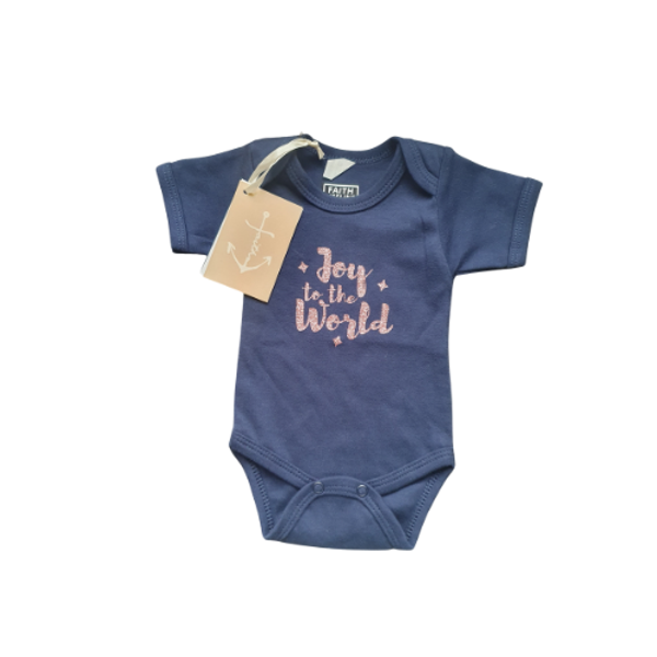 Joy To The World | 62 | Pink Glitters on Navy Romper