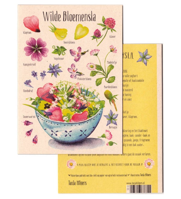 Dubbele Wenskaart "Wilde Bloemensla" zonder envelop
