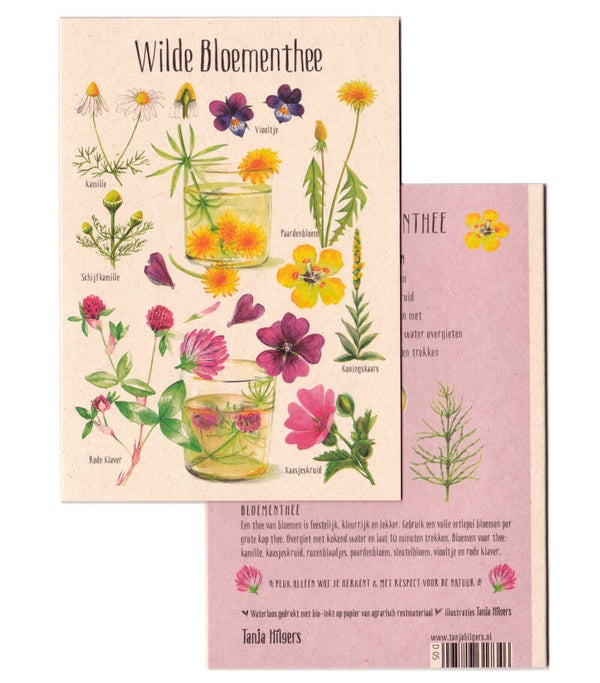 Dubbele Wenskaart "Wilde Bloementhee" zonder envelop