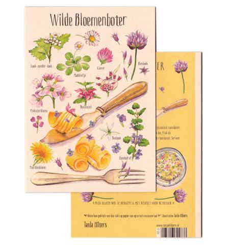 Dubbele Wenskaart "Wilde Bloemenboter" zonder envelop
