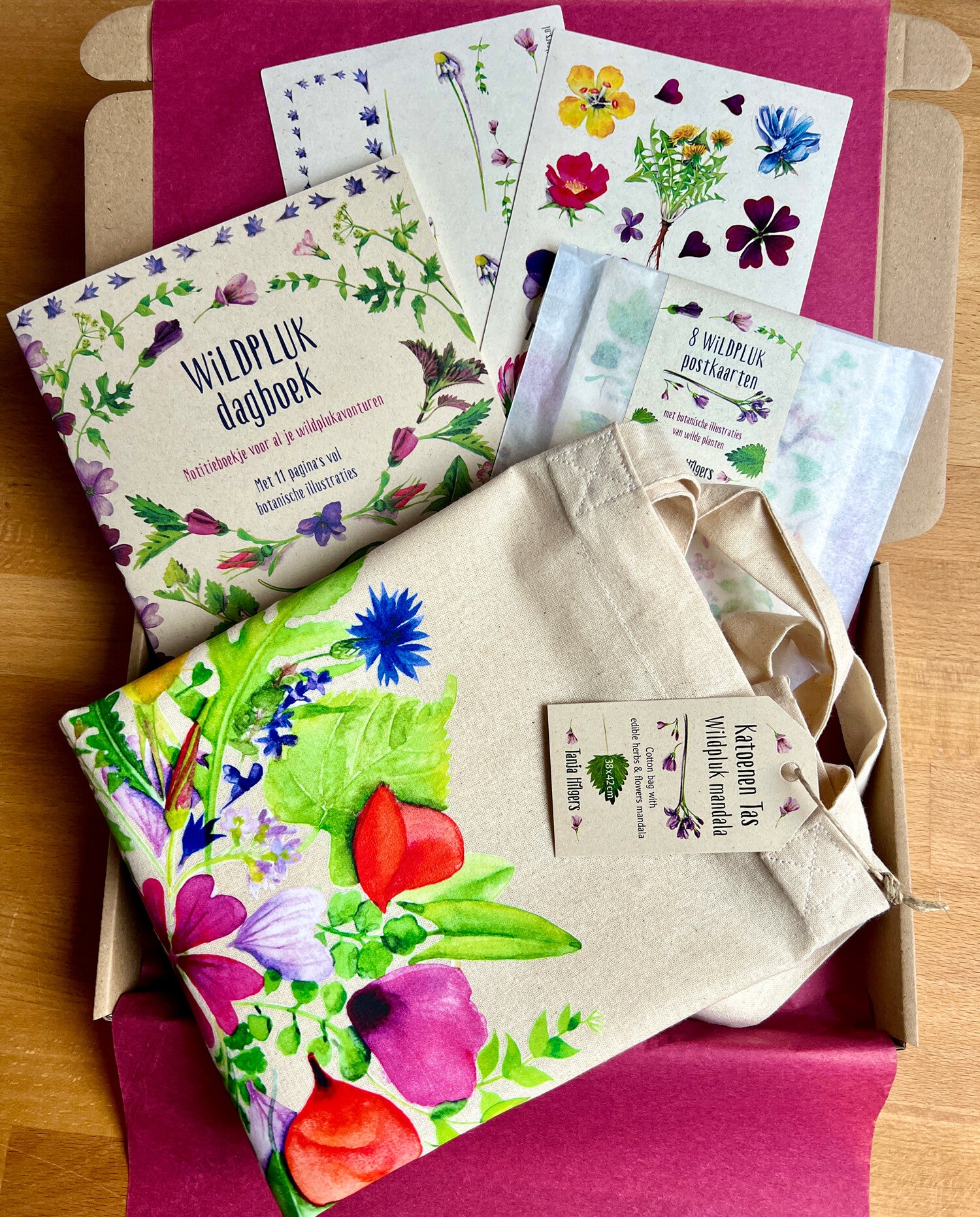 WILDPLUK DAGBOEK CADEAUSET - tas, dagboek, kaarten & stickers
