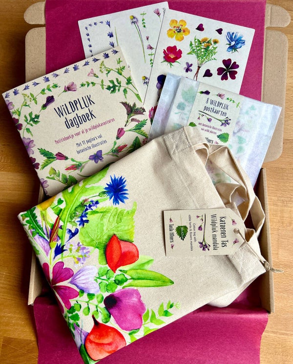 WILDPLUK DAGBOEK CADEAUSET - tas, dagboek, kaarten & stickers