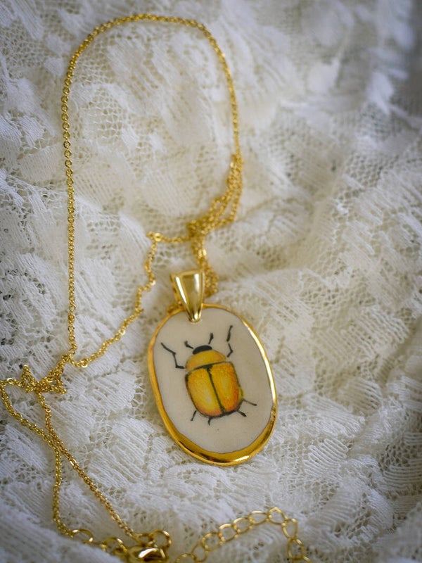Yellow Scarab Pendant