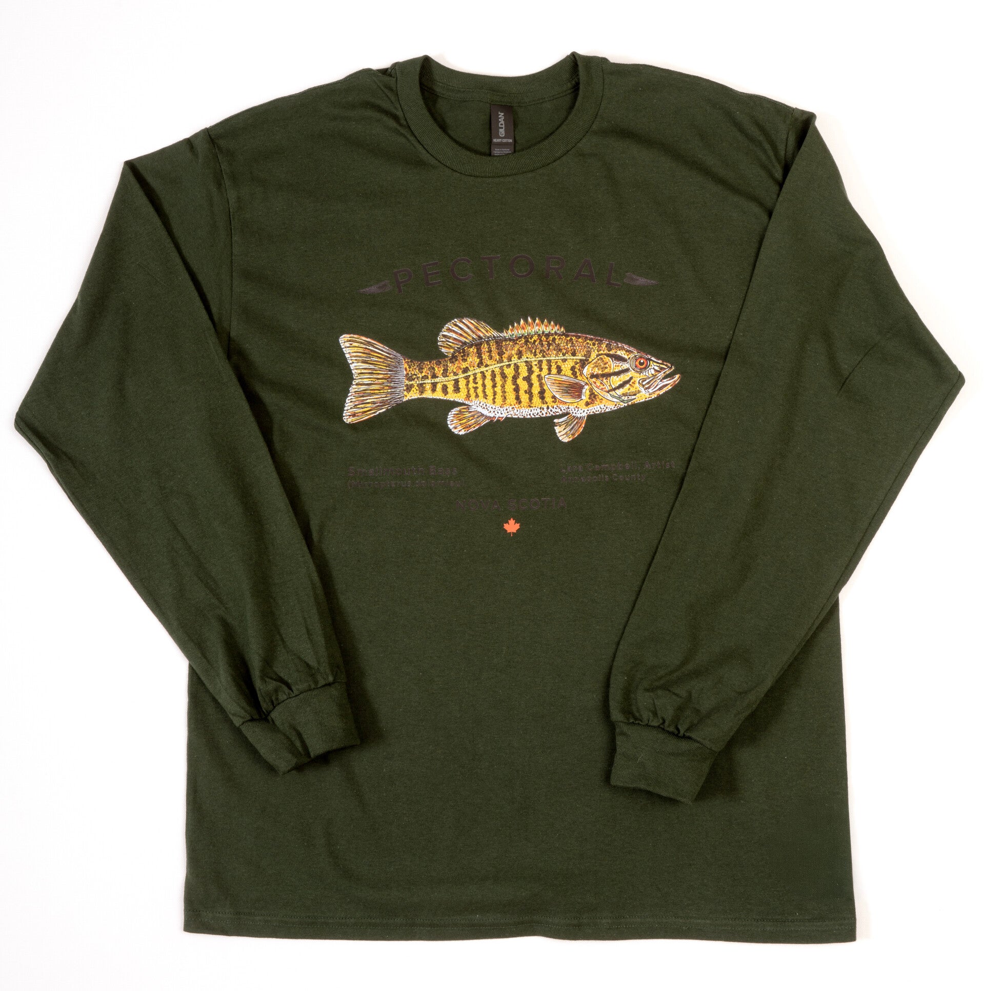 Smallmouth Bass - Long Sleeve - Dark Forest Green