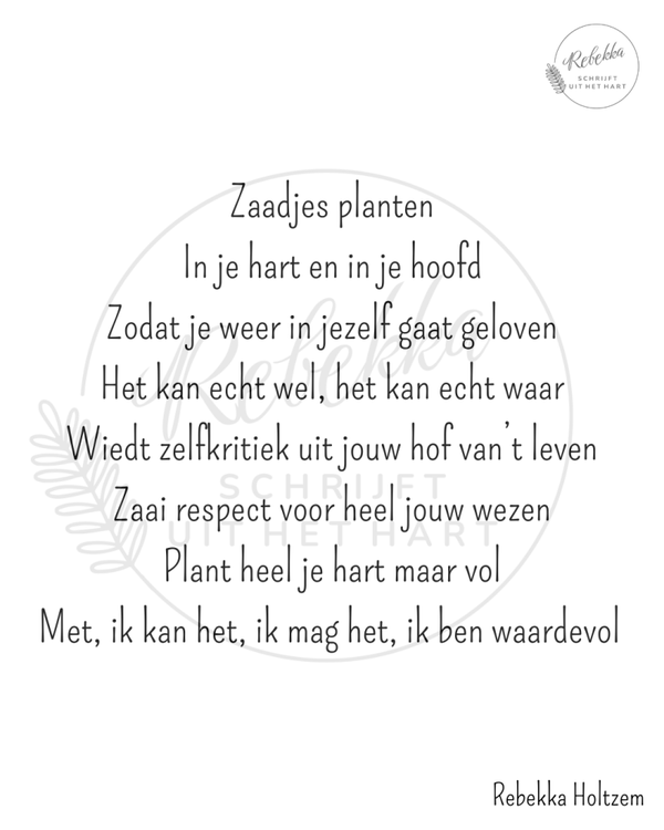 Gedichtenprint 'Rebekka schrijft uit het hart'