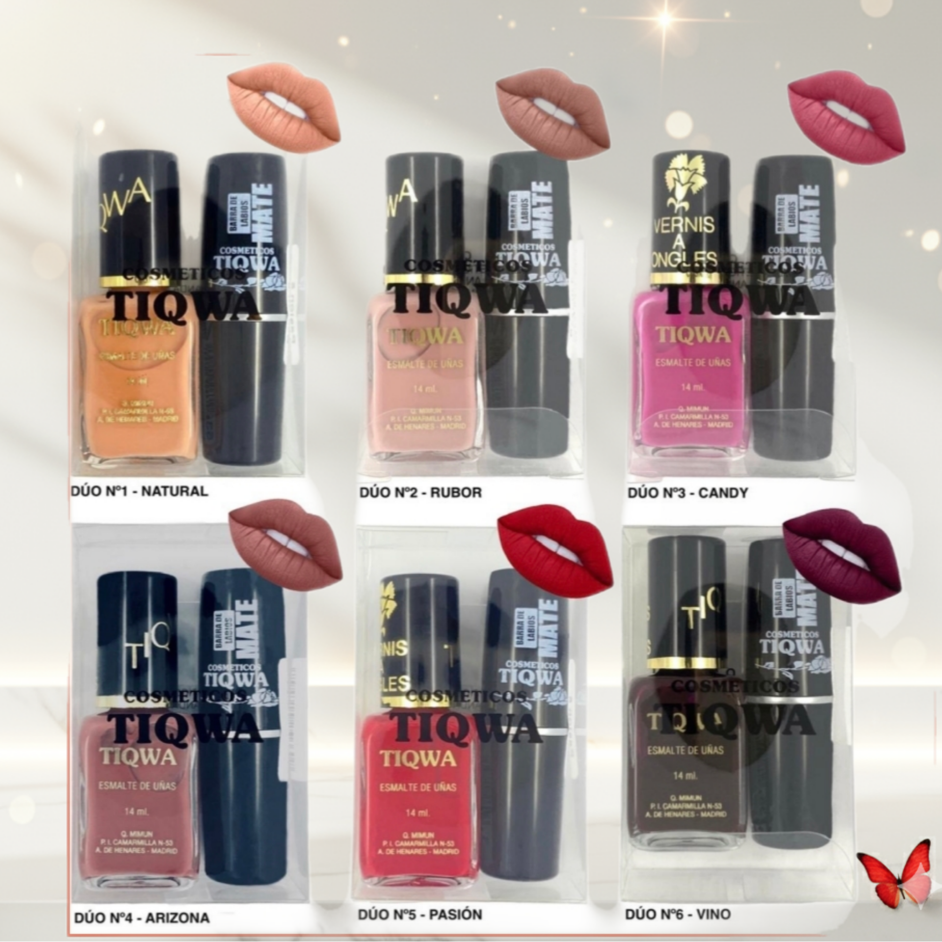 Dúo TIQWA Labial Mate + Esmalte de Uñas – 6 Colores Disponibles
