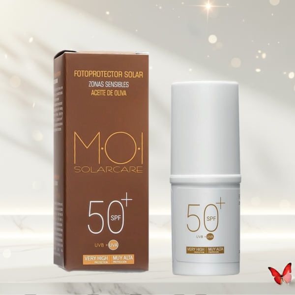 Fotoprotector MOI SPF 50+ para Zonas Sensibles con Aceite de Oliva – Muy Alta Protección