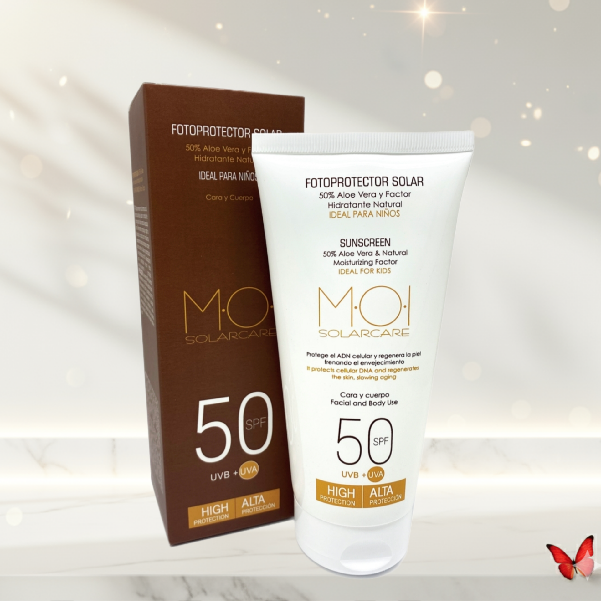 Fotoprotector Solar MOI SolarCare SPF 50 – 50% Aloe Vera (Cara y Cuerpo)