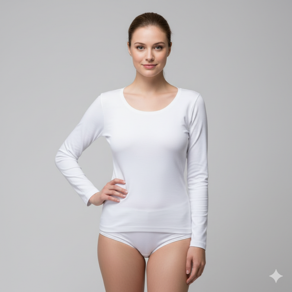 Camiseta manga larga mujer blanco