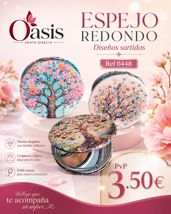Espejo Redondo de Bolso con Doble Espejo – Diseños Surtidos