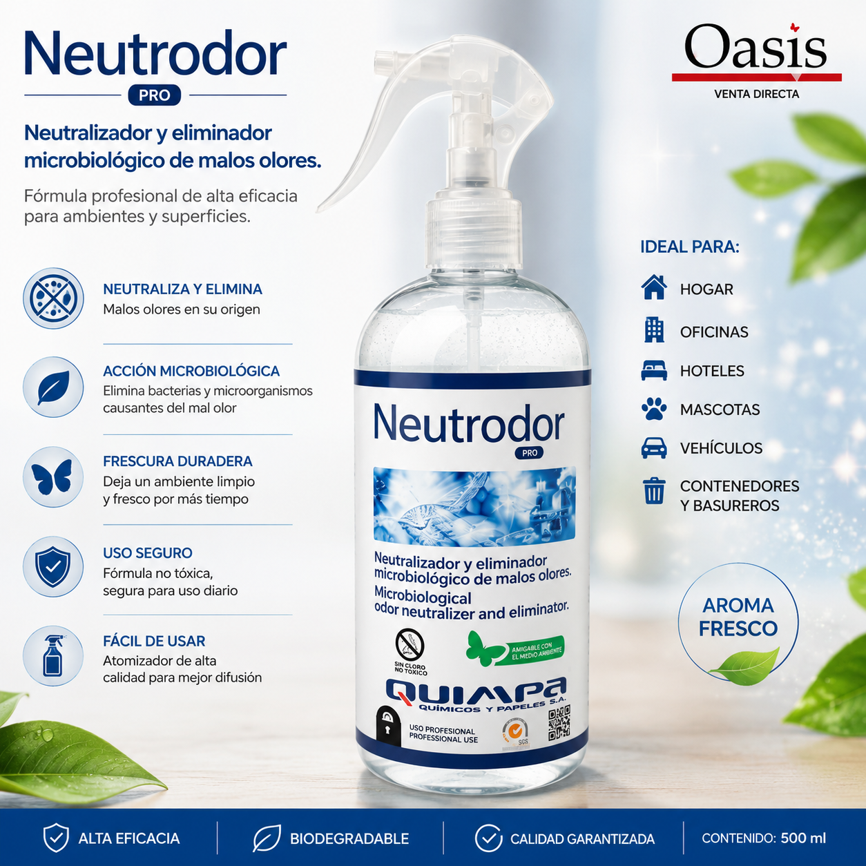 Eliminador de Olores Biológico Oasis – 500 ml