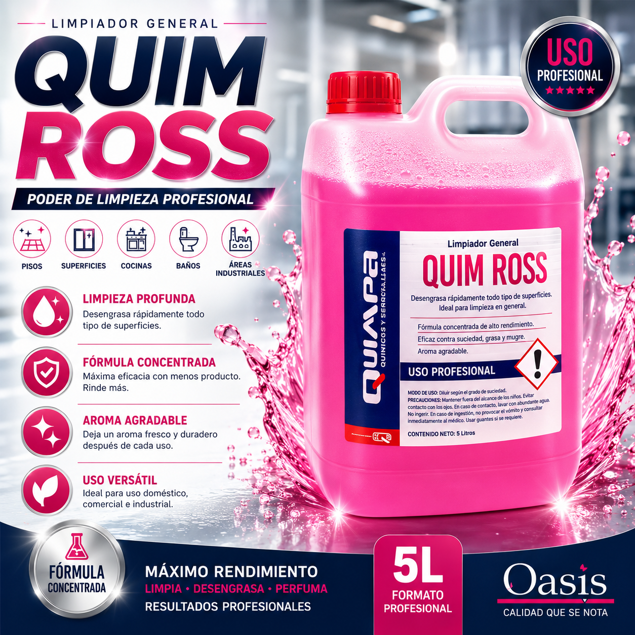 Limpiador General Concentrado con Aroma Chicle Fresa – 5 L