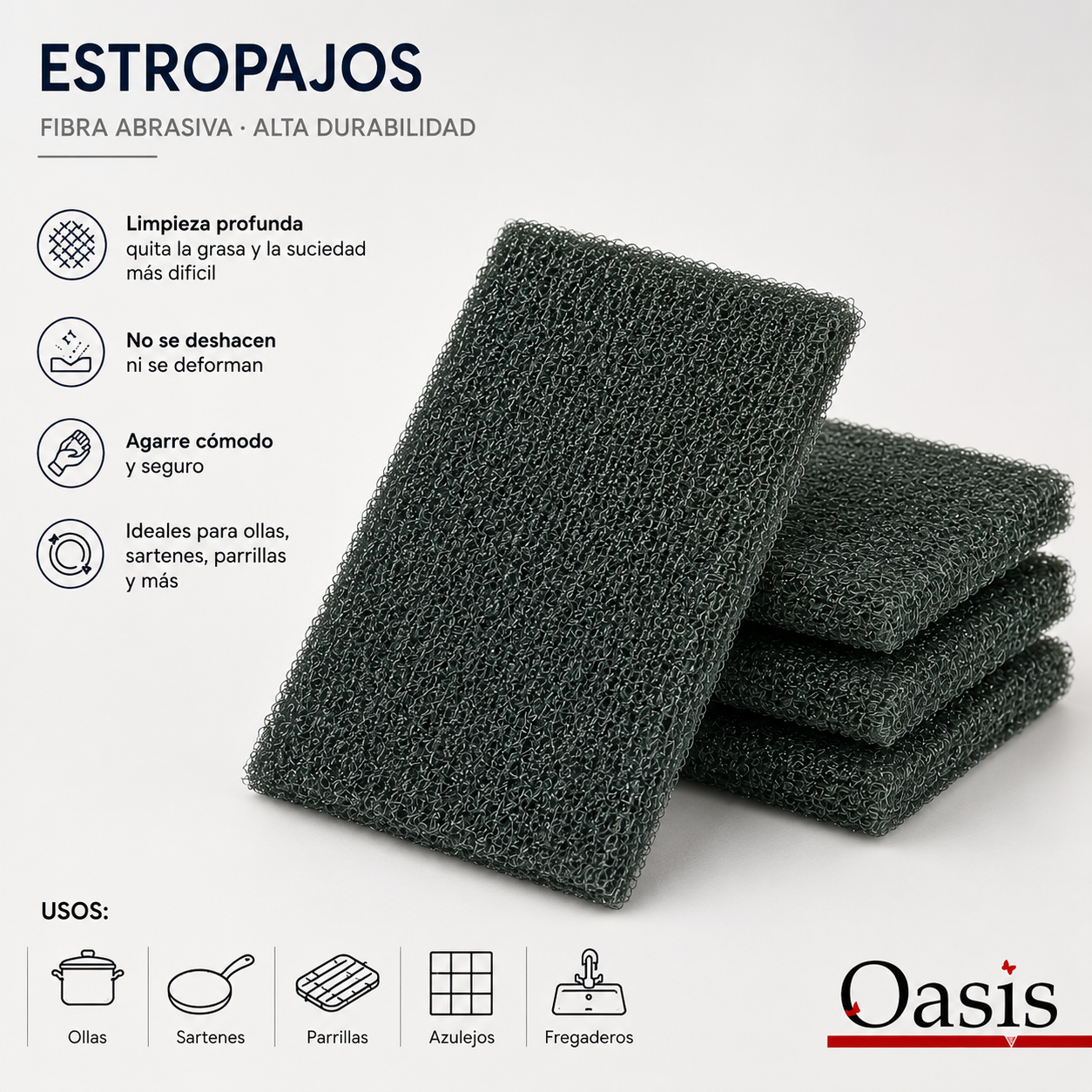 Estropajo Cuadrado Almohadilla Abrasiva Inox / 1 unidad