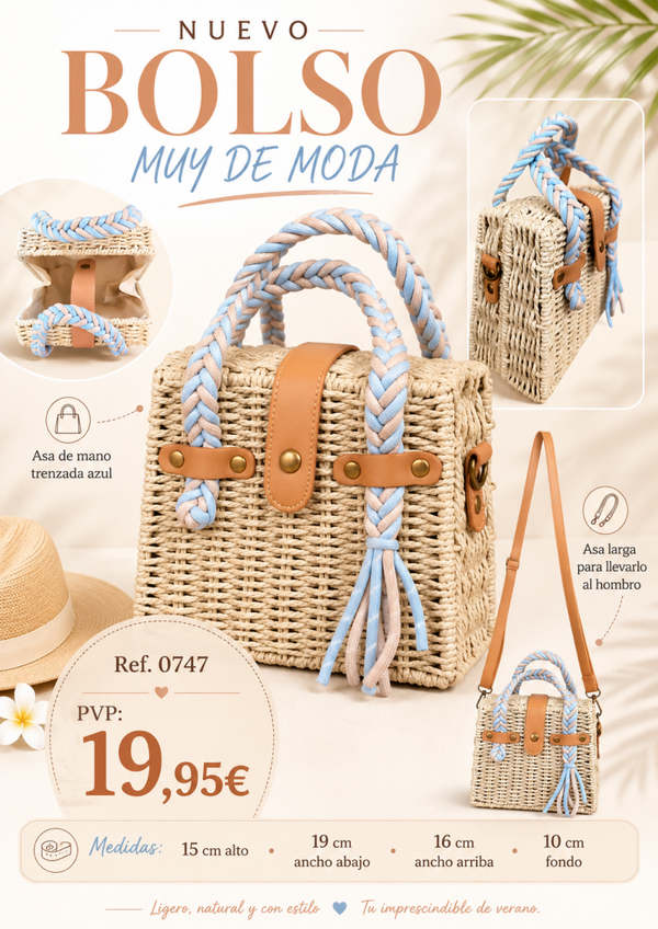 Bolso de Rafia con Asas Trenzadas