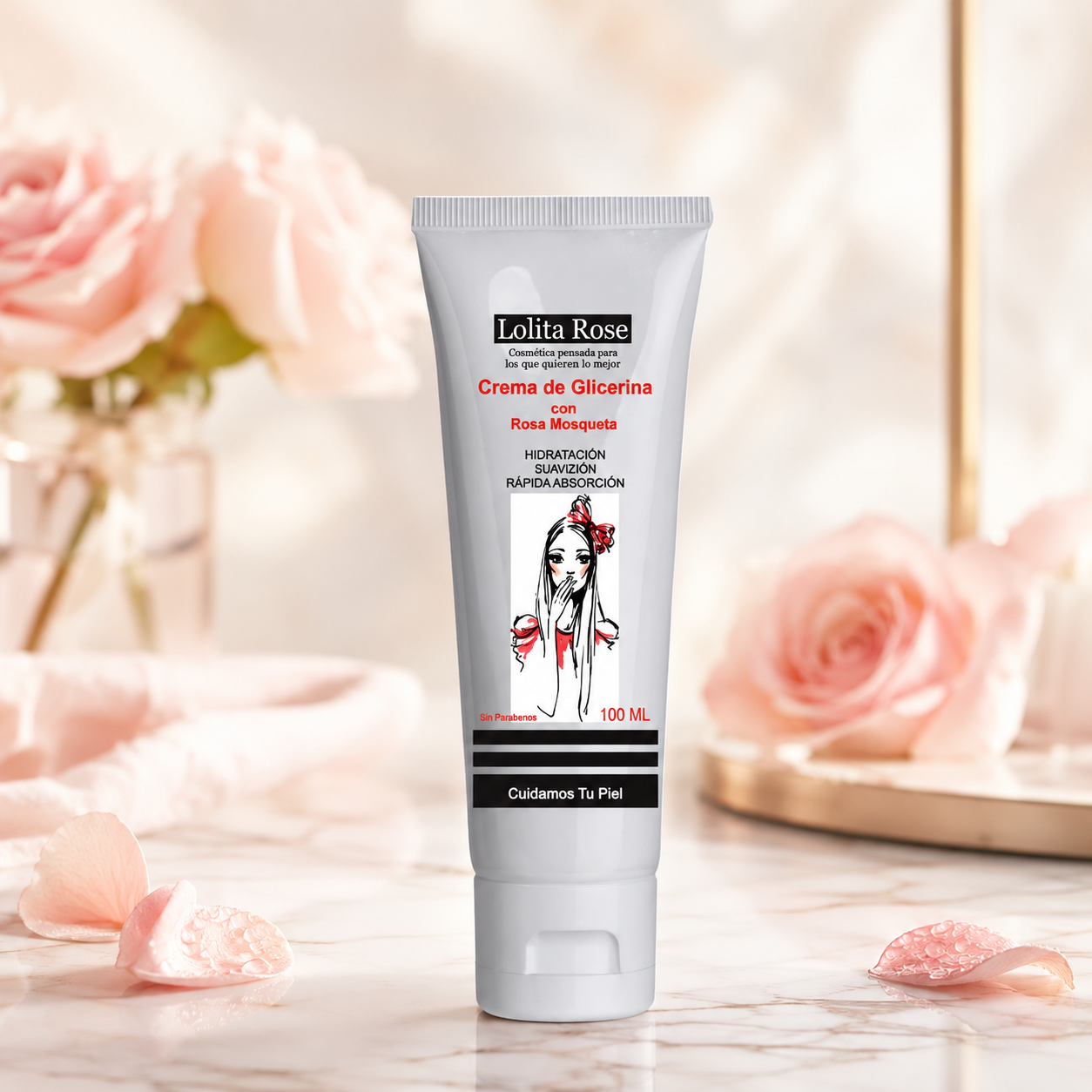 Crema de Glicerina con Rosa Mosqueta Lolita Rose – Hidratación y Suavidad (100 ml)