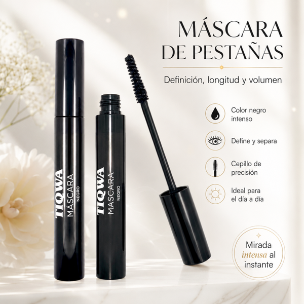 Máscara de Pestañas TIQWA – Negro Intenso, Volumen y Definición