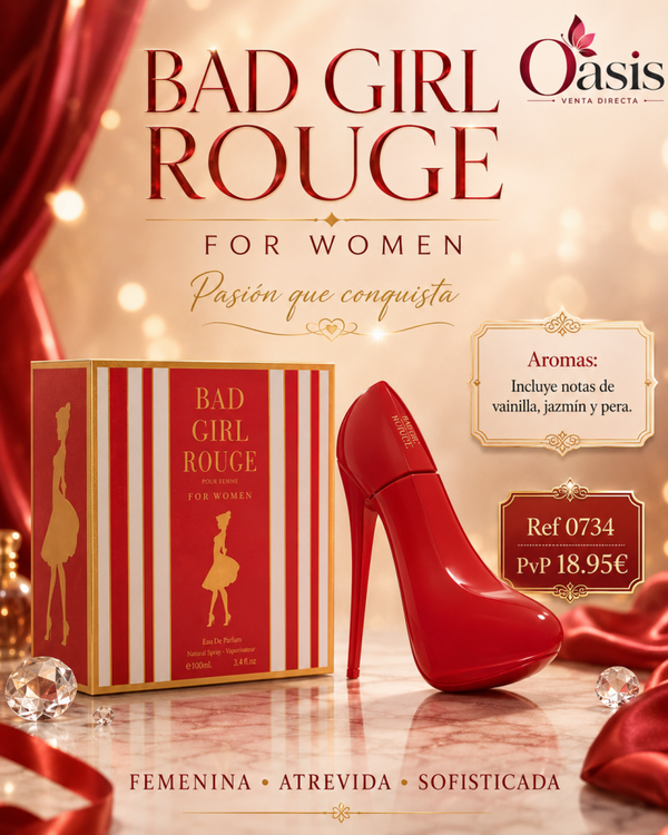 Perfume Bad Girl Rouge para Mujer 100 ml – Vainilla, Jazmín y Pera