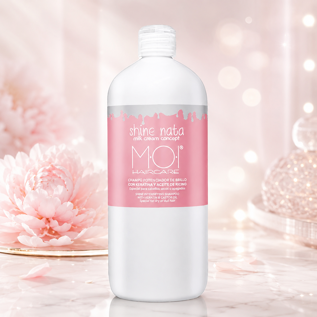 Shine Nata Champú Potenciador de Brillo con Keratina y Aceite de Ricino – Cabello Seco y Apagado