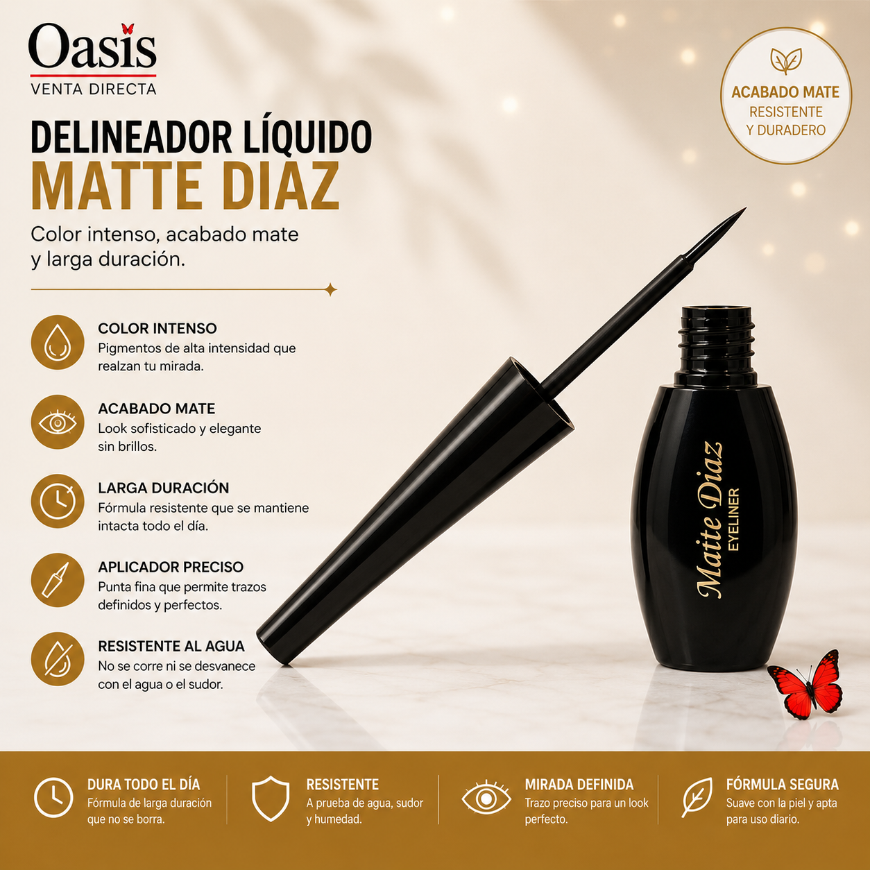 Eyeliner Líquido Maite Díaz – Negro Intenso y Punta Precisa