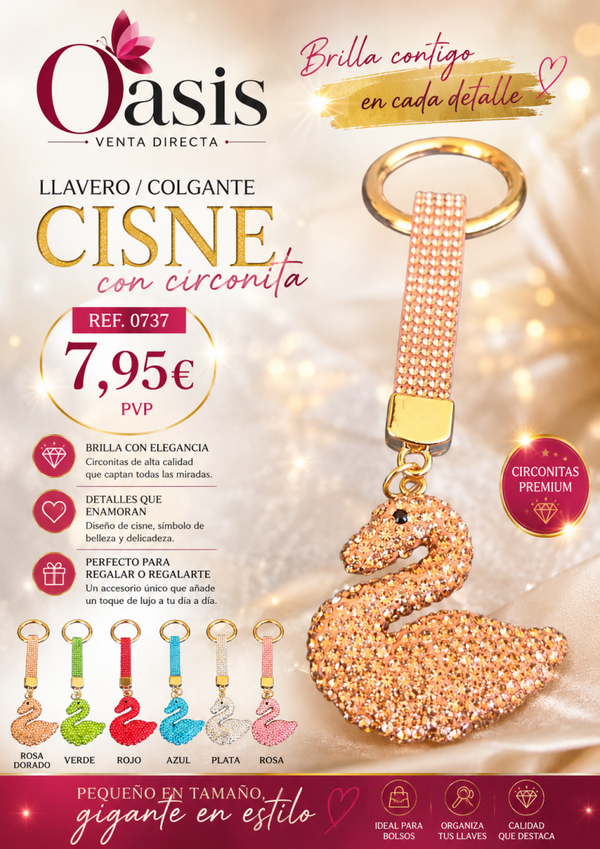 Llavero Colgante Cisne con Circonitas
