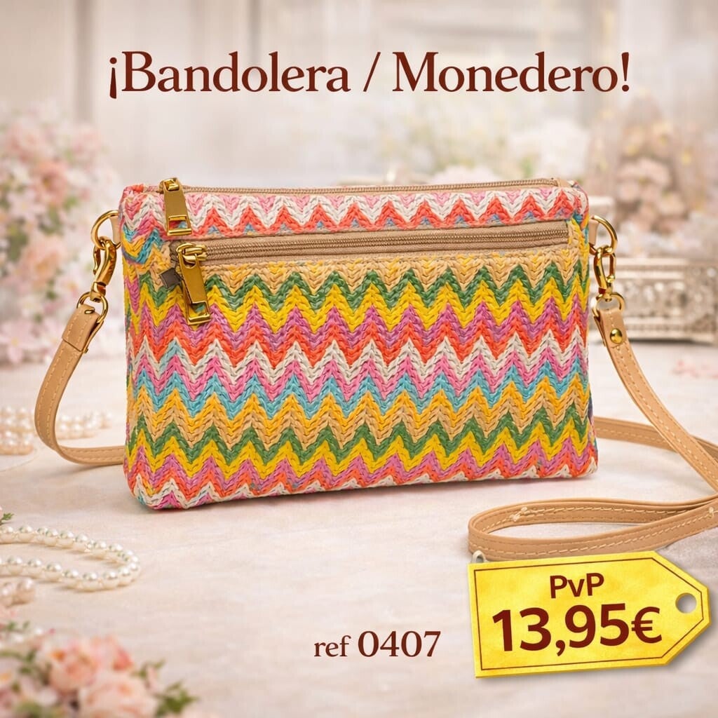 Bandolera monedero multicolor con diseño en zigzag